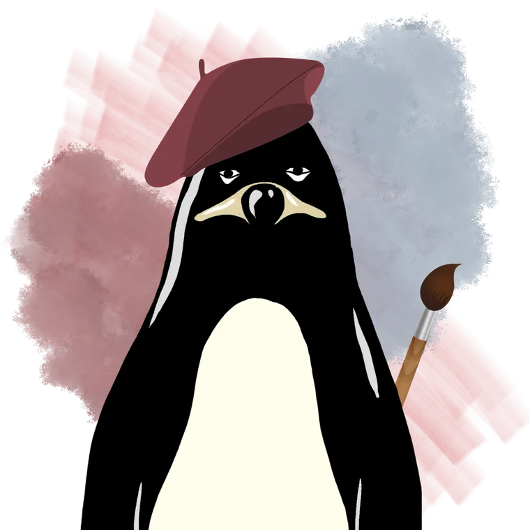 Kunsttherapie Hamburg, Pinguin-Illustration: kreatives Malen im Kaiserufer
