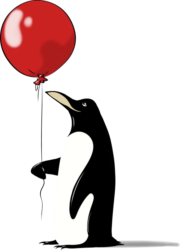 Pinguin mit Ballon