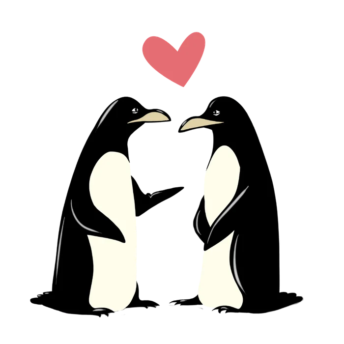 Zwei Pinguine mit Herz, Paartherapie und Paarberatung in Hamburg