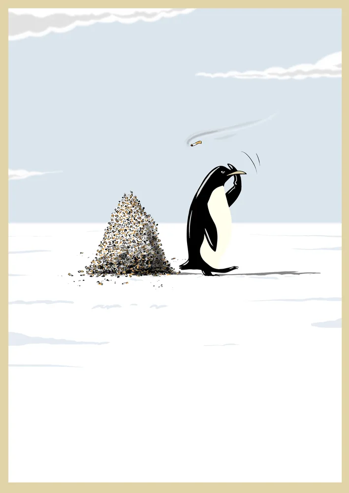 Pinguin Illustration Sucht, Kaiserufer Hamburg