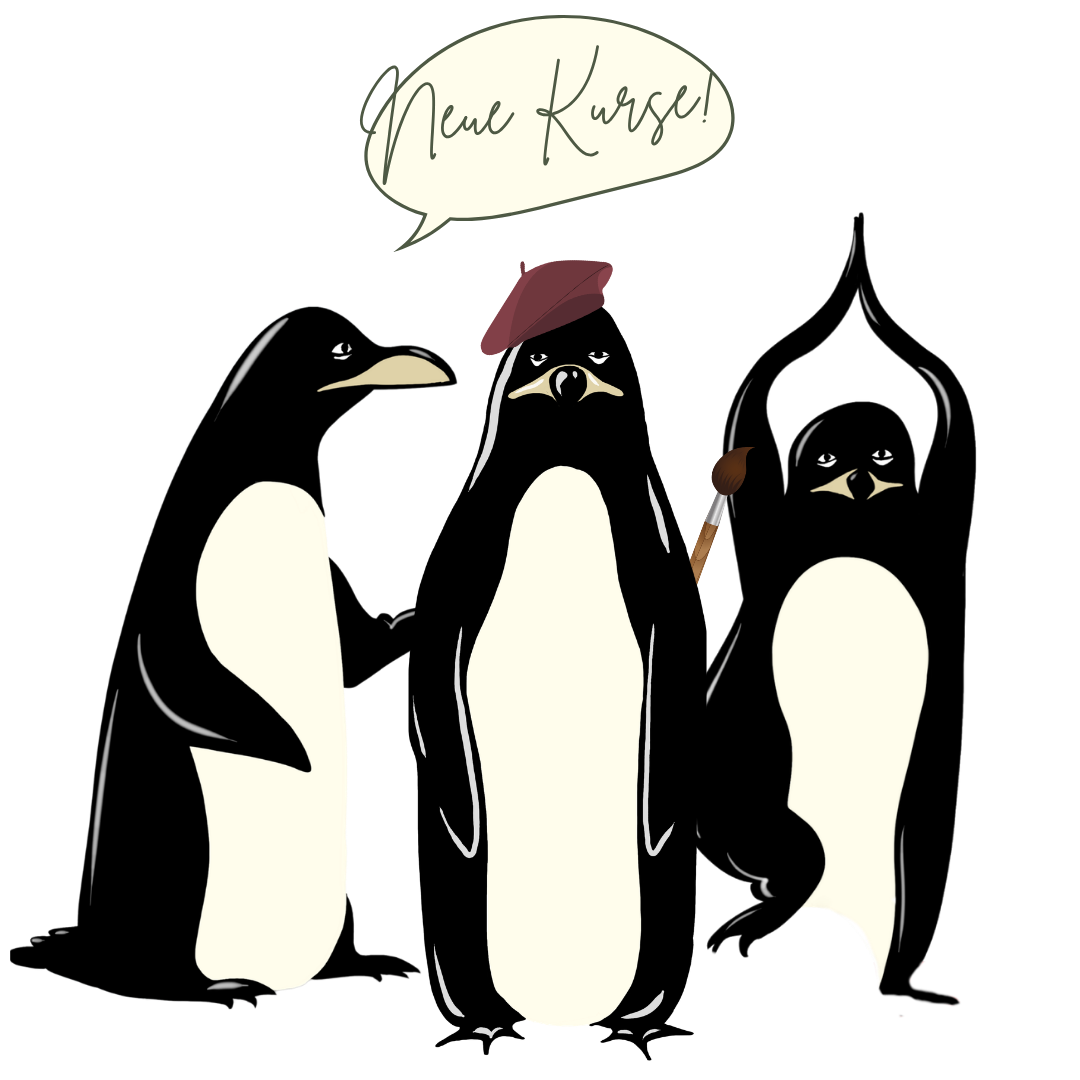 Drei Pinguine k&uuml;ndigen neue Kurse an: Gruppentherapie und Workshops im Kaiserufer Hamburg